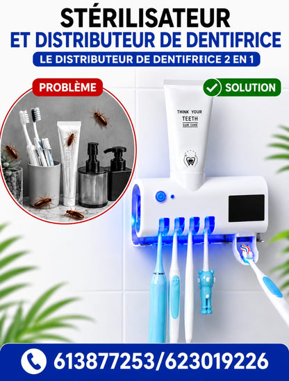 Stérilisateur et distributeur de dentifrices 3 en 1