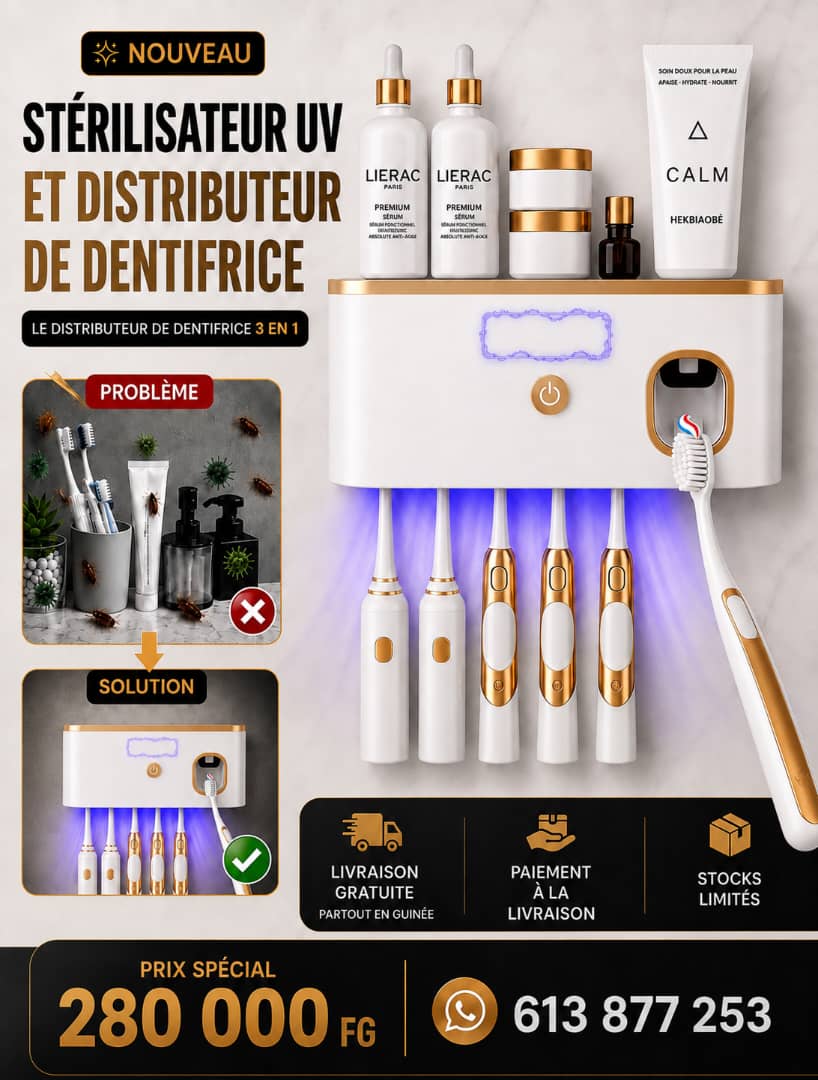 Stérilisateur et distributeur de dentifrices 3 en 1