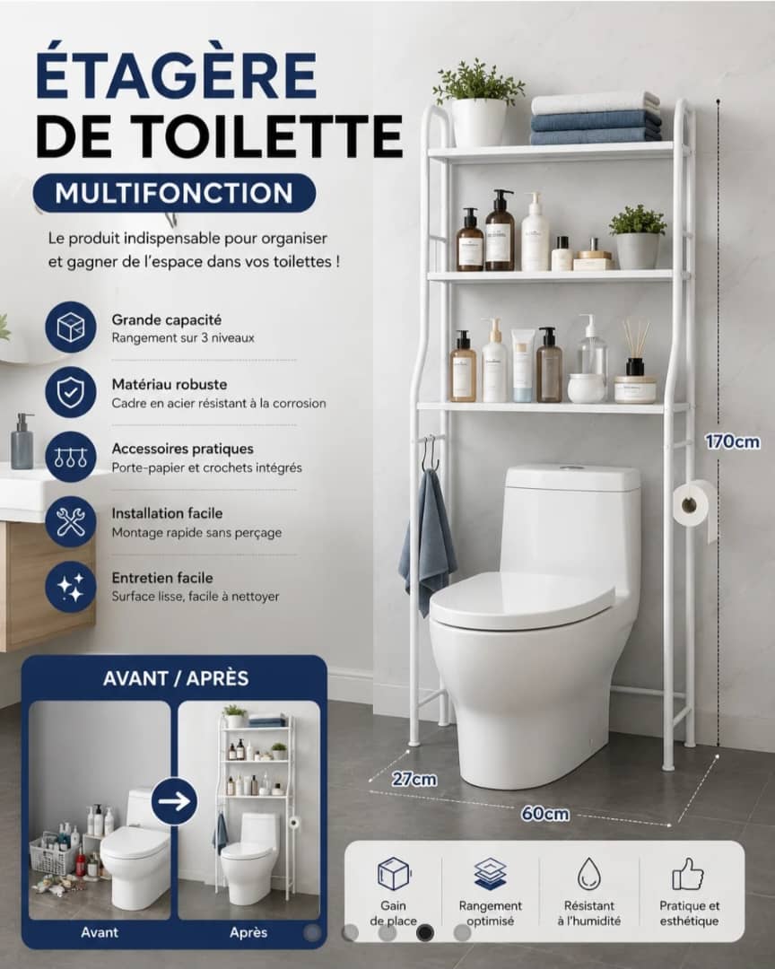 Étagère de rangement pour salle de bain